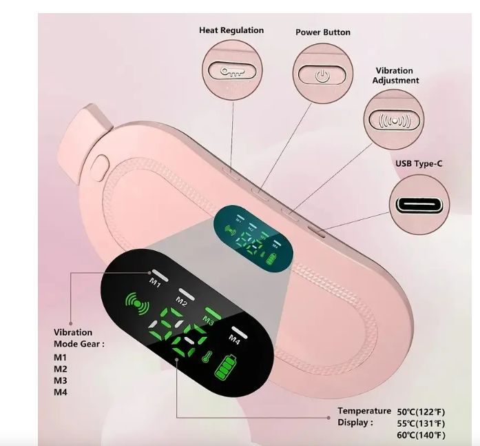 Cinturón con Calor y Masaje para Cólicos Menstruales